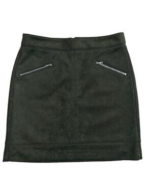 LOFT Womens Skirt Size 4 Faux Suede A-Line Green Zip Pockets Lined NWT